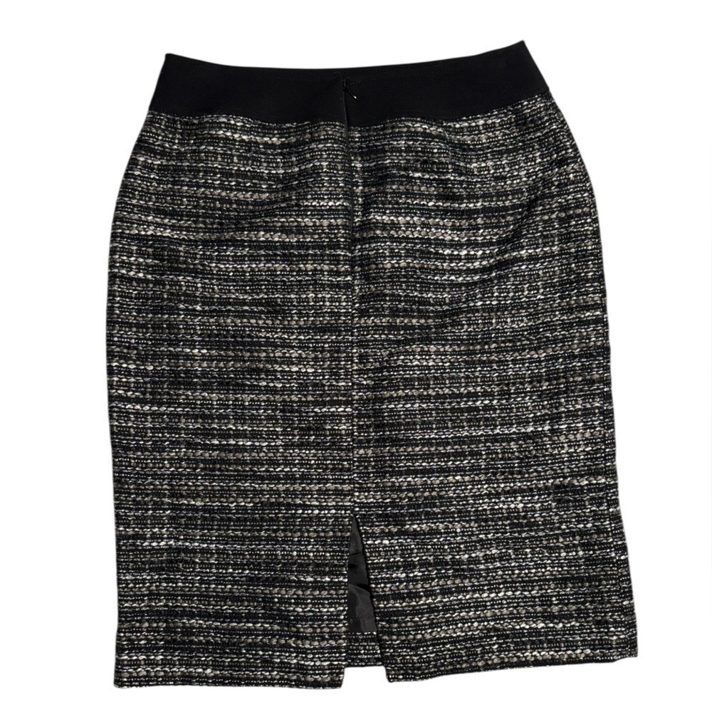 NWT Tahari Black & Gray Tweed Pencil Skirt Size 2 Fitted Y2K Clueless Classic - Picture 2 of 5